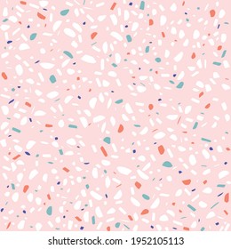 seamless pattern with stone pattern on pink background, pastel colors polished vector stones, endless abstract multicolored pattern