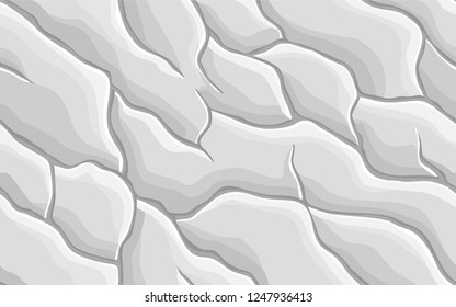 Seamless pattern. Stone plate, rock or bark. White color. Simple cartoon design. High res texture. Flat style vector illustration.