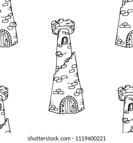 
Seamless pattern of a stone tower. Vector illustration of a seamless stone tower background.
