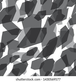 Seamless pattern of stones on a dark background.Gray and black spots on white background.Gradient.Vector