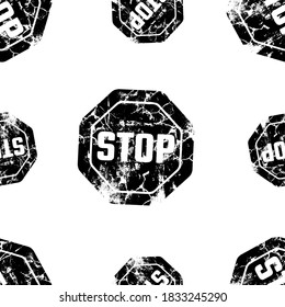seamless pattern with stop icon