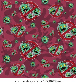 patrón ininterrumpido con signos de parada coronavirus