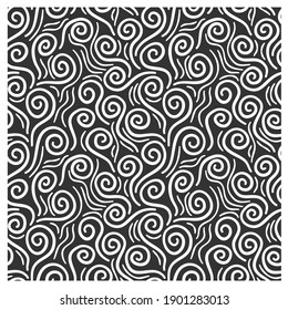 Seamless pattern with stormy twisted waves.