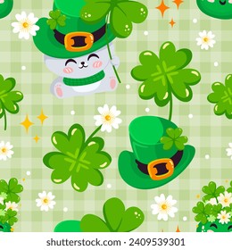 Seamless pattern St.Patrick's Day elements. Vector illustration.