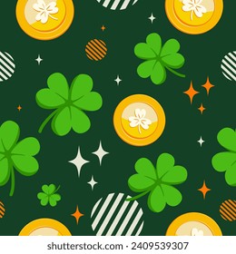 Seamless pattern St.Patrick's Day elements. Vector illustration.