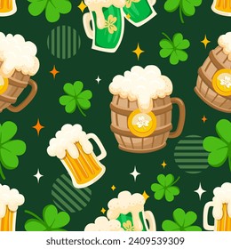 Seamless pattern St.Patrick's Day elements. Vector illustration.