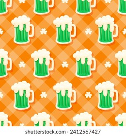 Seamless pattern St.Patrick's Day elements. Vector illustration.