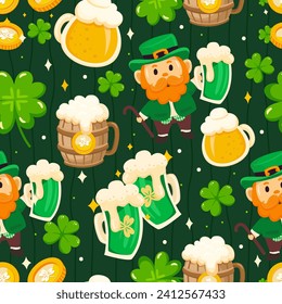 Seamless pattern St.Patrick's Day elements. Vector illustration.