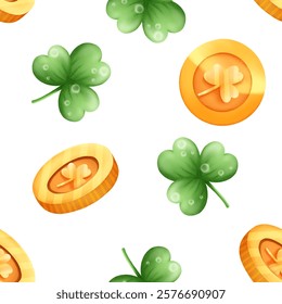 Seamless pattern St.Patrick's Day watercolor. Vector illustration.