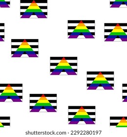 Nahtlose Muster mit Straight Allies Stolperflagge. LGBT-Community-Flagge. Schwuler Stolz. Pride Month. Liebe, Freiheit