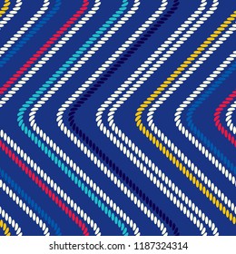 Seamless pattern with straight angles. Curved threads and ropes. Optical illusion of motion.