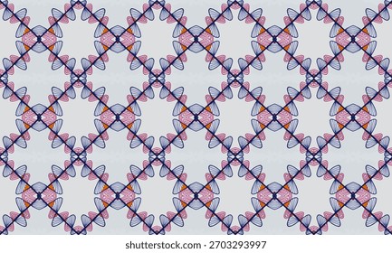 Un patrón sin fisuras de líneas rectas y curvas dispuestas en un patrón de cuadrícula diagonal. Este patrón está inspirado en los gráficos de fuerza electromagnética.
