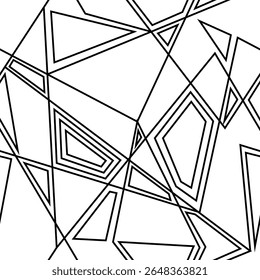 
Seamless pattern with straight intersecting lines and forming a variety of figures in which repeating contours are inscribed. Black and white geometric vector background 