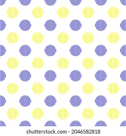 patrón ininterrumpido línea recta azul-amarillo de geometría de círculo. aislado en un fondo blanco. ilustración vectorial