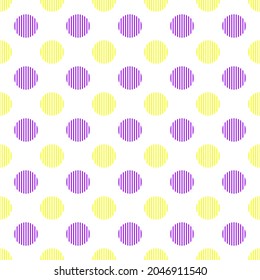 seamless pattern straight line yellow purple of circle geometry. isolated on a white background. vector illustration