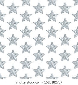 Seamless Pattern Straight Silver Stars Glitter Sparkling