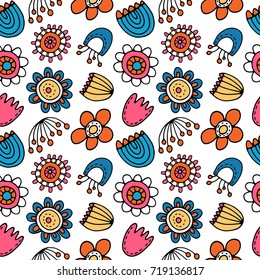 Seamless pattern with strange flowers
