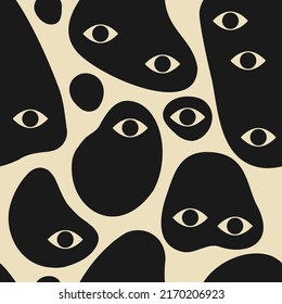 Seamless pattern with strange surreal creatures with eyes