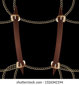 Seamless pattern with straps and chains.