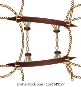 Seamless pattern with straps and chains.
