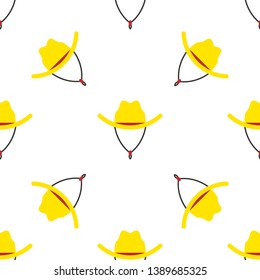 Seamless pattern with straw hats. Colorful background for posters, postcards, fabric or wrapping paper.