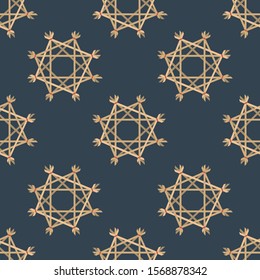 Seamless pattern straw star in Christmas, vector