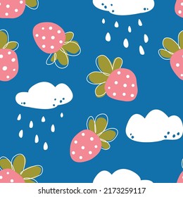 seamless pattern with сute strawberries