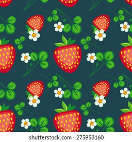 Seamless pattern with strawberries