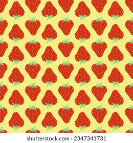 Seamless pattern with strawberries. Berry background. Vector illustration. Design for web, wrapping, wallpaper, textile, cover, print, fabric, fashion