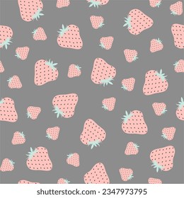 Seamless pattern with strawberries. Berry background. Vector illustration. Design for web, wrapping, wallpaper, textile, cover, print, fabric, fashion