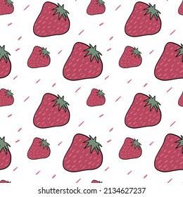 nahtloses Muster mit Erdbeeren. Beere auf weißem Hintergrund. Kinderdruck für Stoff. Verpackungspapierdesign.