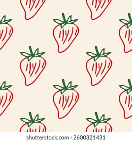 Seamless pattern with strawberries. Cute kids pattern for fabric, wrapping paper, clothes.