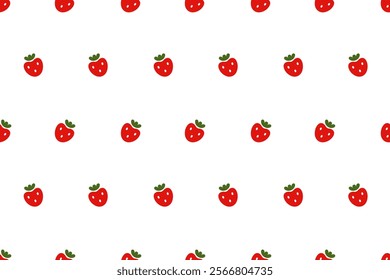 Seamless pattern with strawberries. Cute minimalistic pattern with red berries. Summer horizontal endless background. Template for covers, textiles, wallpapers, wrapping paper, backgrounds, web design