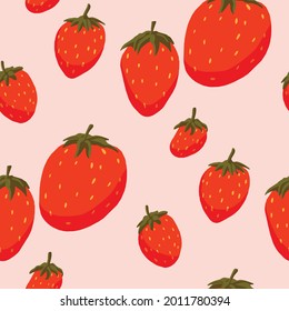 Seamless pattern with strawberries. Decorative ornament with berries

