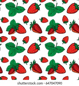 Seamless pattern with strawberries. Design element for poster, flyer, menu. Vector illustration
