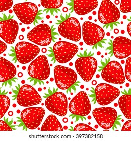 Seamless pattern with strawberries. Design for paper, textile or wallpaper. Berries on white background. Vector illustration