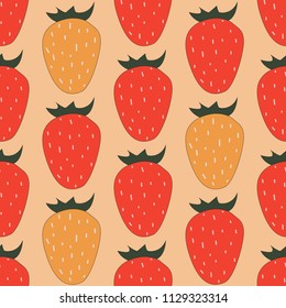 Seamless pattern with strawberries. Fruit background