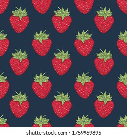 Seamless pattern with strawberries. Graphic stylized drawing. Vector illustration
