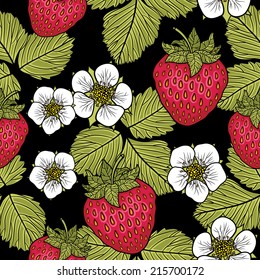 Seamless pattern with strawberries. Graphic stylized drawing. Vector illustration