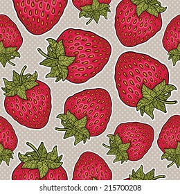 Seamless pattern with strawberries. Graphic stylized drawing. Vector illustration