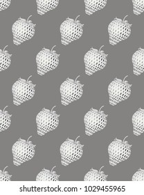 Seamless pattern with strawberries. Harvest time. A delicious sweet dessert.