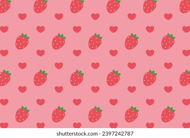 patrón impecable con fresas y corazones para banners, tarjetas, volantes, fondos de pantalla de medios sociales, etc.