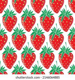 Seamless pattern of strawberries in isolate on a white background. Sweet berry.Vector illustration.