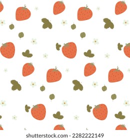 Seamless pattern. From strawberries and leaves flowers. Textile factory for fabric and paper.