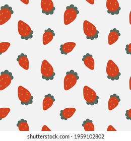 Seamless pattern with strawberries on a light background. Vector illustration with a berry pattern. Seamless strawberry pattern. Modern design for paper, cover, fabric, interior and other users.