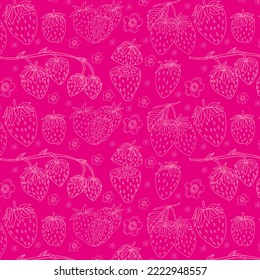 Seamless pattern with strawberries on a pink background