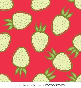 Patrón sin fisuras con fresas sobre fondo rosa. Lindo patrón de primavera colorido para la tela, papel de embalaje, ropa.