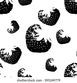 Seamless pattern with strawberries on white background. Stock vector illustration.