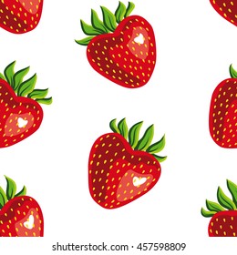 Seamless pattern of strawberries on a white background - vector illustration strawberries isolated.