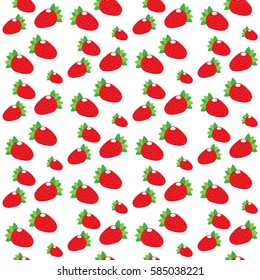 Seamless pattern. Strawberries on white background. Vector illustration.